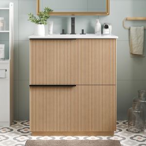 Meuble-lavabo 30" évier céramique, tiroirs flutés