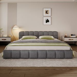 Lit chenille carreau queen, gris