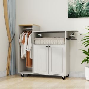 Chariot repassage roulant cabinet multiusage blanc