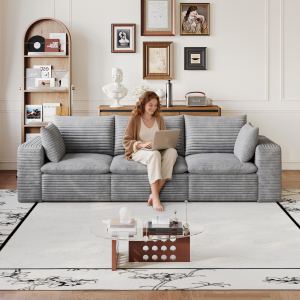 Canapé nuage 102 po corduroy profond sans assemblage gris
