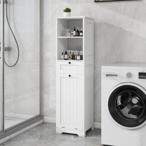 Meuble panier à linge 1 tiroir basculant blanc
