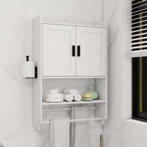 Armoire salle de bain portes blanc rangement