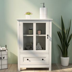Buffet rangement portes verre poignée cloche