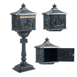 Boîte aux lettres aluminium coulé noir lourde sécurisée