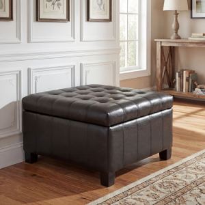 Ottoman stockage PU noir 30.25po 300lbs