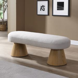 Banc repas rembourré tissu beige, capacité 300 lb, entryway
