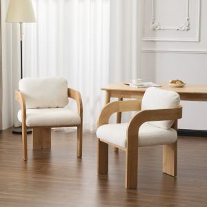 2 Chaises salle à manger dossier tissu blanc