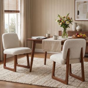Chaises salle à manger tissu 2 pièces - Beige