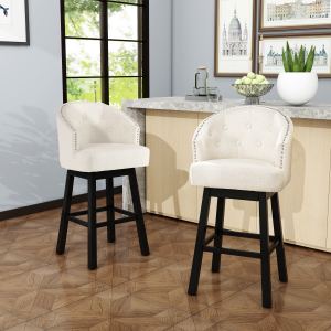 2 Tabourets bar pivotants 360° beige clous