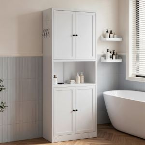 Armoire pantry cuisine 72po blanc, tablettes ajustables