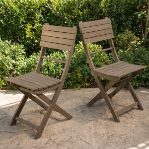 Ensemble 2 chaises patio acacia gris