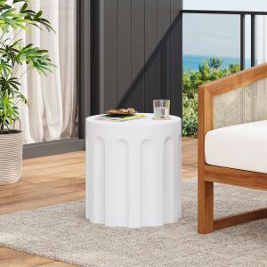 Table d'appoint béton blanc extérieur/intérieur cylindrique