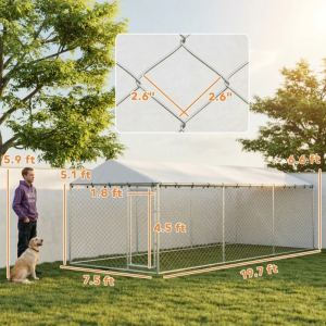Enclos chien 6x2,3x2m toit imperméable gris
