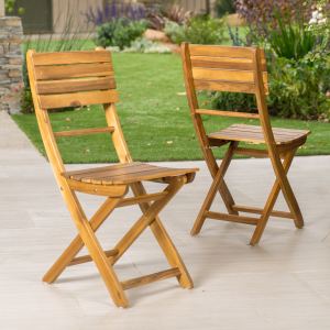 Outdoor Acacia Wood Folding Dining Chair  Set Of 2 ,Natural