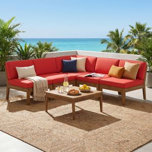 GRENADA sectional 5 places bois acacia brun teak
