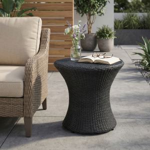KONO Table osier sablier, noir, sans verre