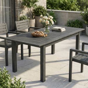 Table salle à manger acacia extensible bois fini gris