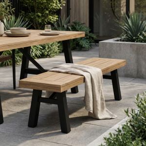 Banc extérieur acacia bois design lattes gris naturel