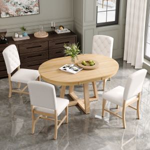 Ensemble TREXM 5 pièces table ronde naturel chaises