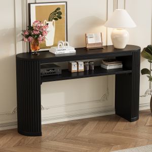Console rustique table foyer, style ferme, plateau chêne, tablette ouverte