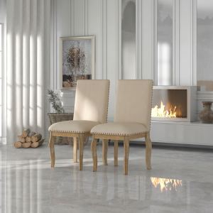 Ensemble 2 chaises TREXM tissu bois lavé clous salle à manger