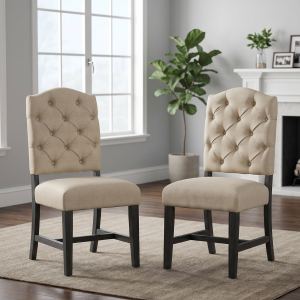 Ensemble 2 chaises salle à manger TREXM rétro tissu espresso
