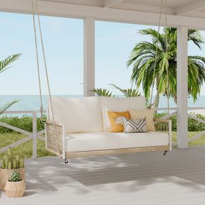 Canapé balançoire extérieur TREXM corde tissée, beige, 2 places