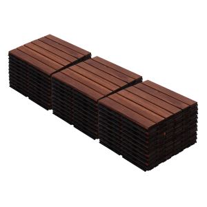 30 tuiles terrasse bois acacia 12x12 po, motif rayé