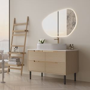 Meuble Salle Bain 36 po Lavabo Intégré Céramique Tiroirs Fermeture Soft