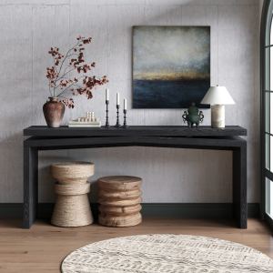 Table console bois rustique 65po, style ferme, couleur noir