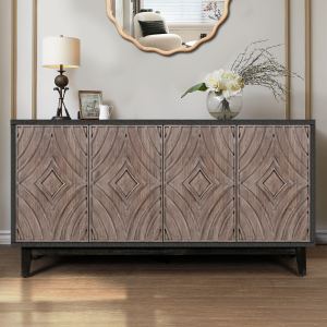 Buffet mi-siècle 60po bois massif 4 portes