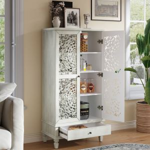 Armoire rangement 55 po bois rustique 2 portes grise