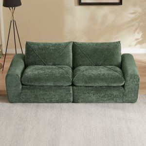 Sofa combinaison tissu chenille beige, multifonctionnel, pédales