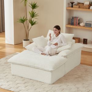 Fauteuil lounge 51,97 po coussin blanc repose-pieds unique