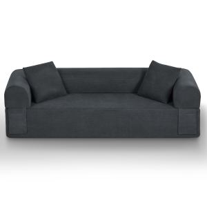 Sofa 3 places boneless sans assemblage, compact gris