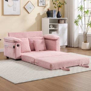Futon convertible 58po loveseat lit 3-en-1 poche côté