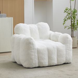 Lotus Type Compression Sofa Adult Bean Bag Sofa With Pull Ring Can Be Easily Moved Without Installation Suitable For Various Environments Such As Living Room, Bedroom, Etc. Relax And Enjoy Life,white