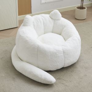 Canapé chat bean bag blanc