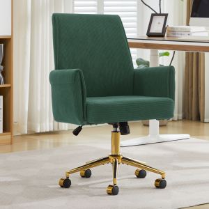 Chaise bureau dossier moyen tissu rayé, vert, ergonomique