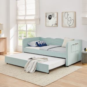 Lit jour simple 3 en 1 gingham convertible cyan