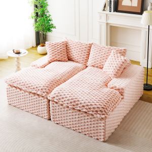 Méridienne velours tortue rose double canapé compressé multifonctionnel arrangement
