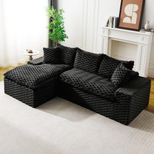 Canapé convertible Black Turtle velours gauche