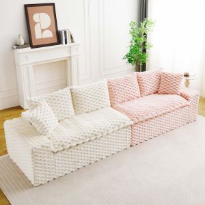 Canapé modulaire velours multicolore arrangeable, meuble salon luxe