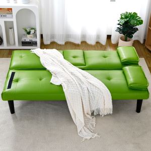 Causeuse multifonction 67po PVC vert porte-gobelet