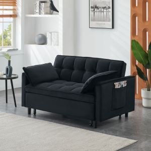 Canapé velours convertible lit, petit, 3 en 1