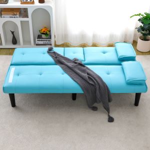 Causeuse multifonction 67po PVC bleu porte-gobelet
