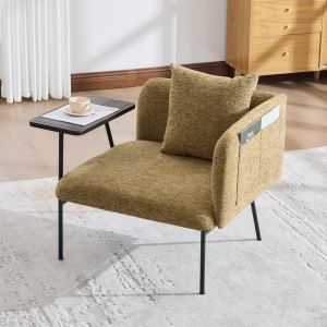 Fauteuil de détente avec petite table et oreiller, jambes métal