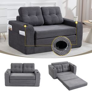 Canapé-lit convertible double, pliable, 2-en-1, coussins salon chambre