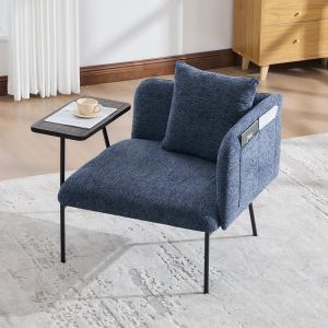 Fauteuil de détente avec petite table, appuie-tête et poches latérales
