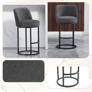 2 Tabourets Bar Hauteur Comptoir Dossier Moderne Tissu